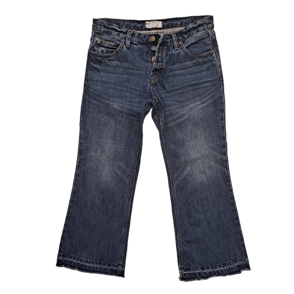 Free People Button Fly Distressed bootcut /flare blue jeans